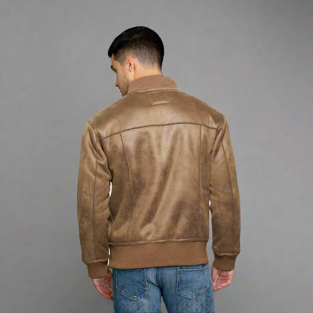 Men's Brown Suede Biker Jacket