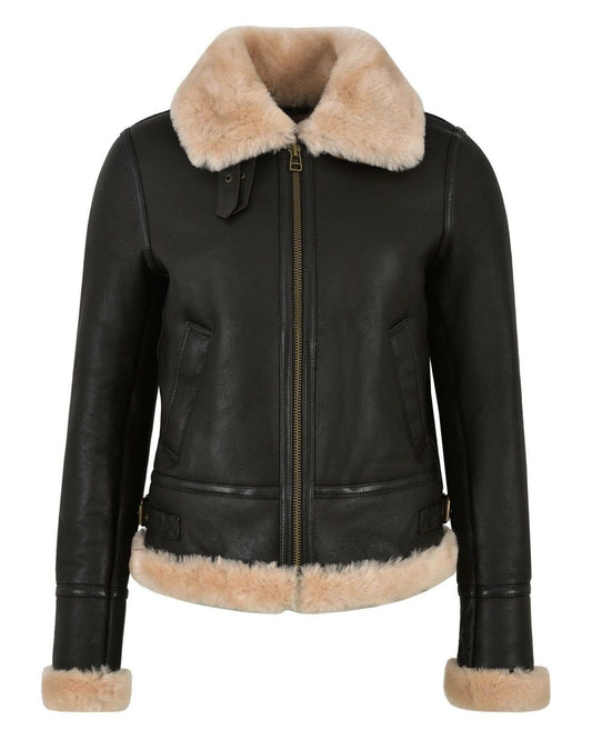 shearling leather jacket for women soft fur collar jacket women winter jacket black bomber jacket for women genuine leather jacket 