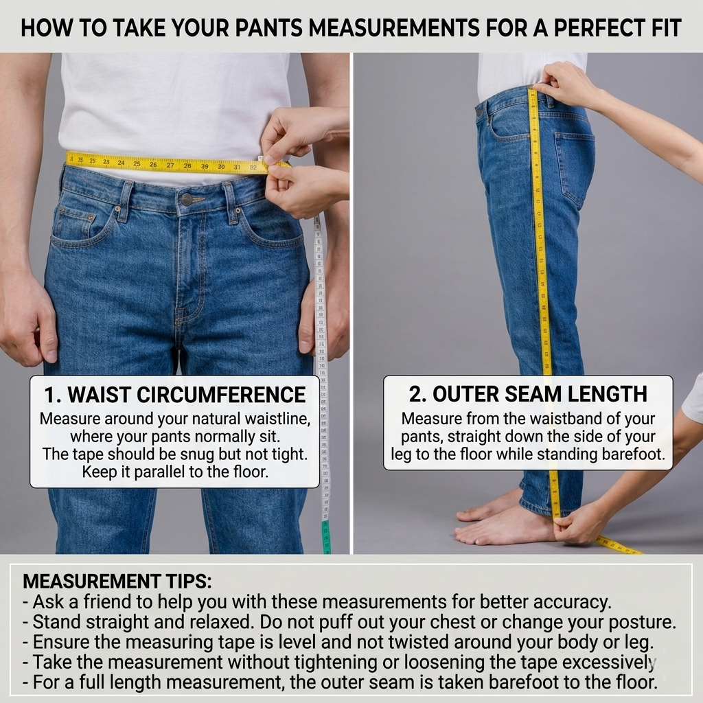 measuring guide for men on how to take your measurements before buying a leather pants from Ruby Leather