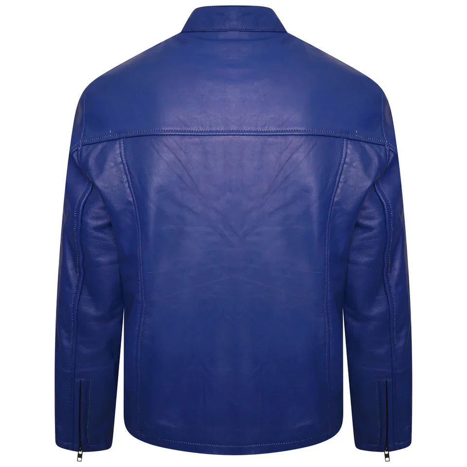 MC Queen Royal blue leather jacket men's blue genuine leather jacket handmade leather jacket blue