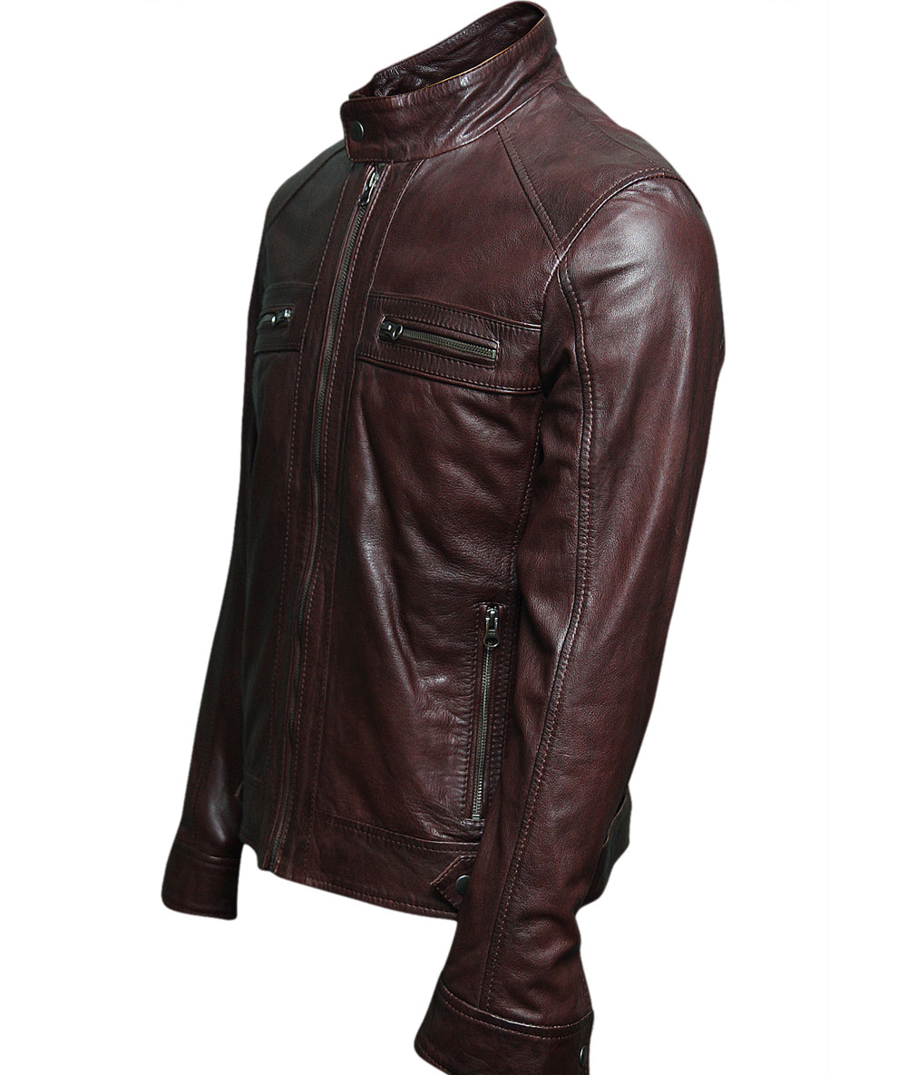 mens distressed leather jacket burnt red leather jacket maroon jacket mens biker leather jacket genuine leather jacket for men motorcycle leather jacket for men