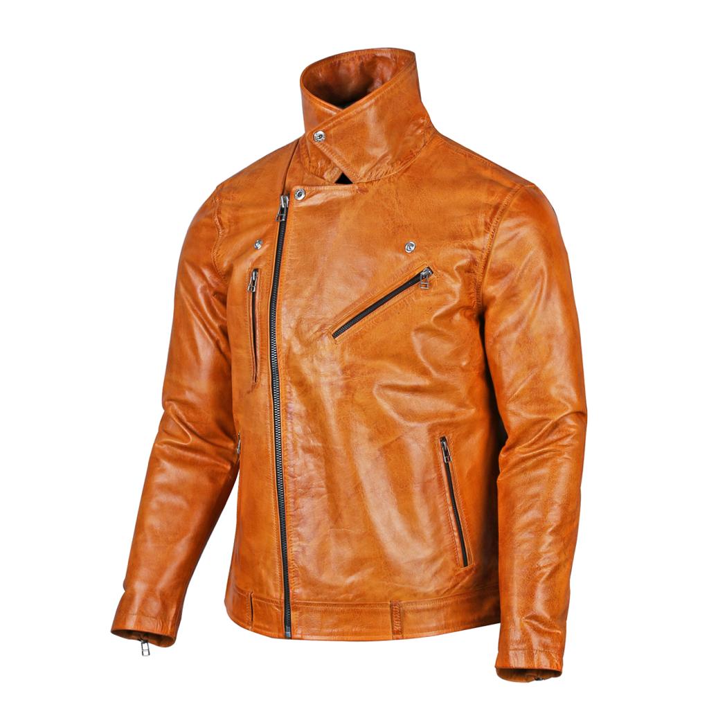 Bold Tan Colour Perfecto Men's Biker Leather Jacket