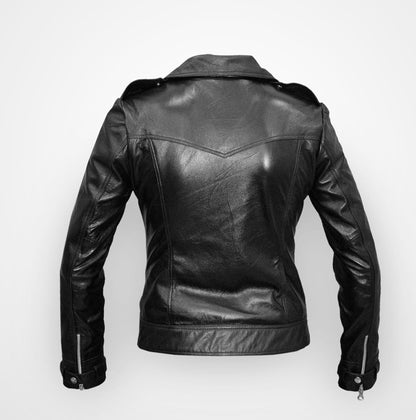 Perfecto black women's leather jacket with silver zipper