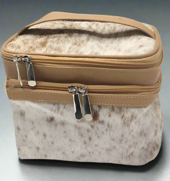 fawn customize makeup bag cowhide makeup bag beige leather makeup bag bridesmaid gift travel toiletry bag for women 