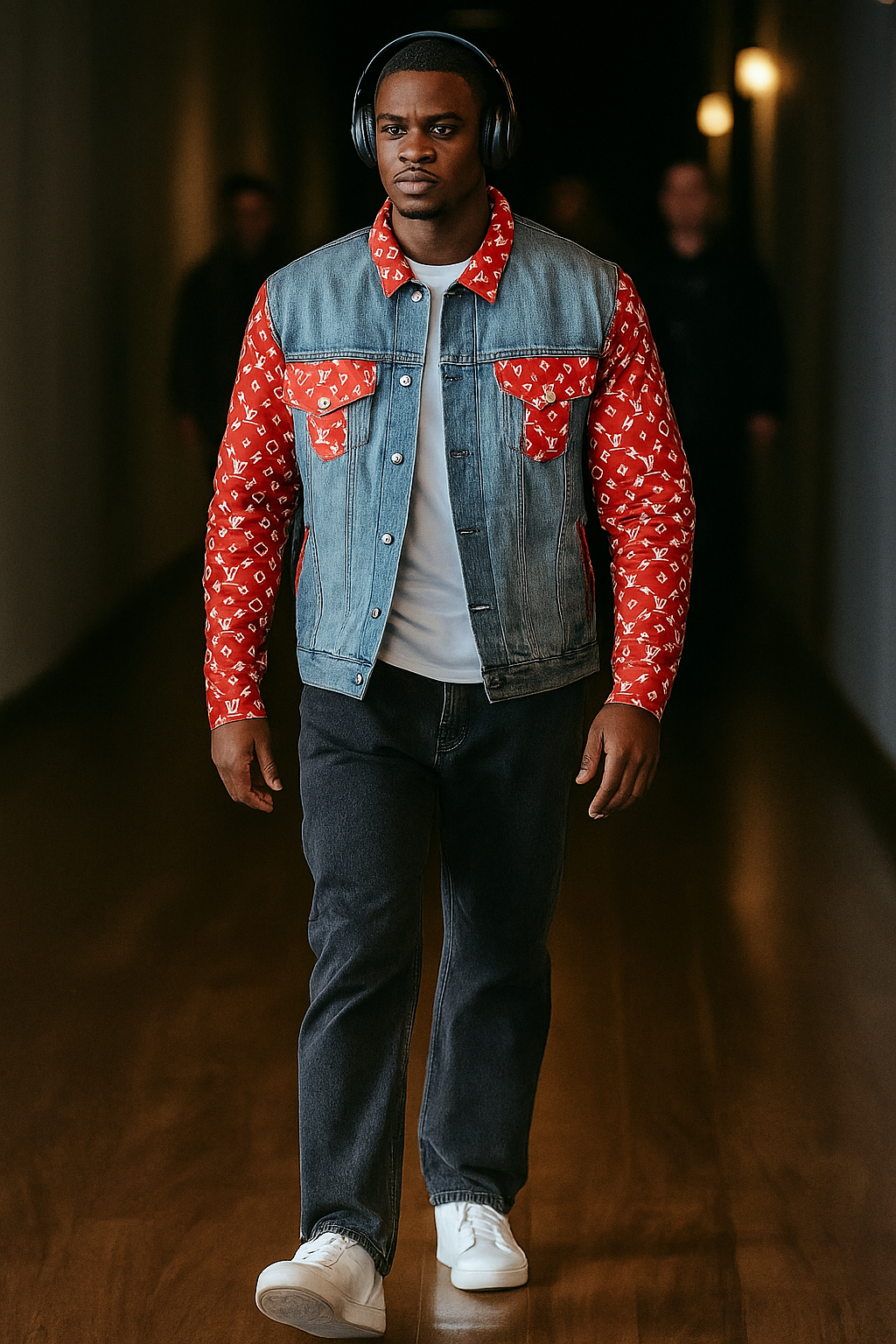 LV Blue & Red trucker denim jacket