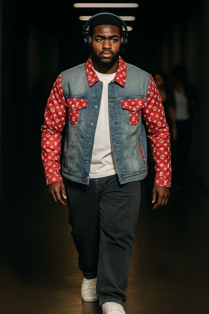 LV Blue & Red trucker denim jacket