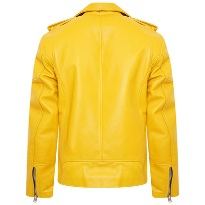 men's leather jacket yellow motorcycle jacket men genuine leather jacket men