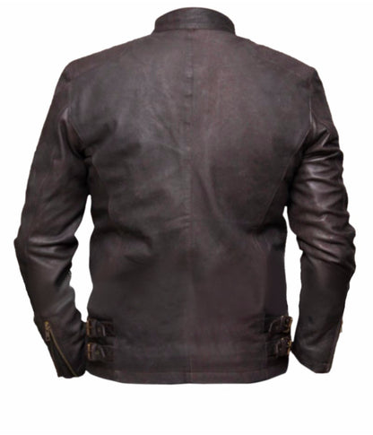 back side picture of Captain America Steve rogers brown color Civil War Jacket made from high quality full grain sheep leather.