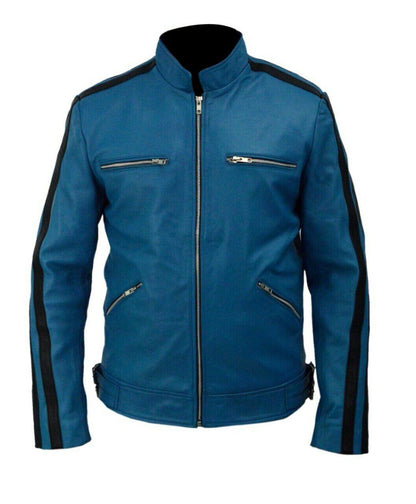 Dirk Gently Holistic Blue Leather Jacket for men