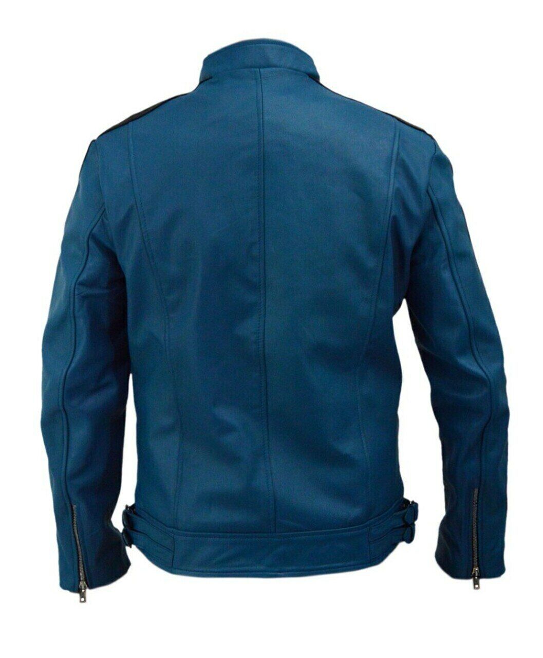 Dirk Gently Holistic Blue Leather Jacket for men 