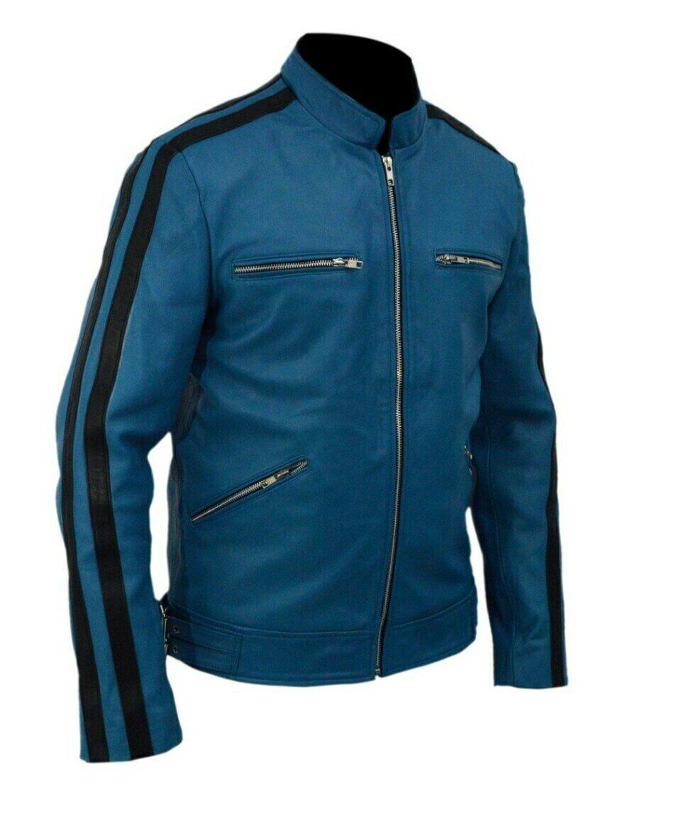 Dirk Gently Holistic Blue Leather Jacket for men 