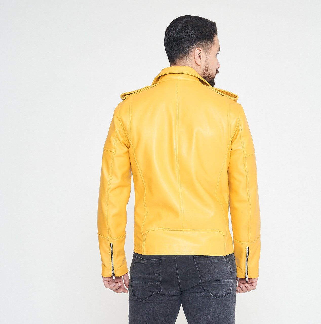 men's leather jacket yellow motorcycle jacket men genuine leather jacket men