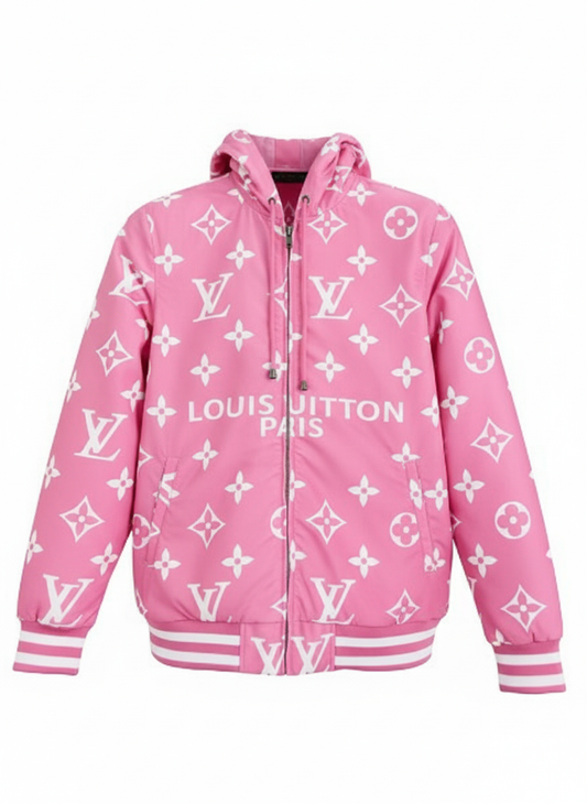 pink couple matching customize jacket for men, plain white background