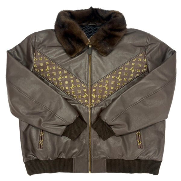 LV monogrammed Leather Bomber Jacket