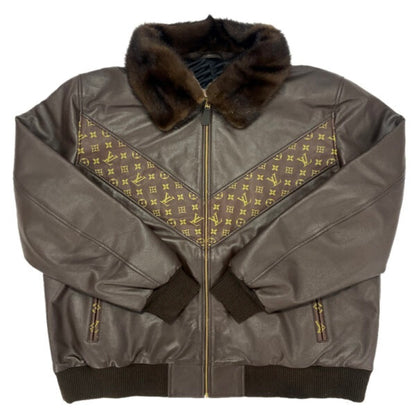 LV monogrammed Leather Bomber Jacket