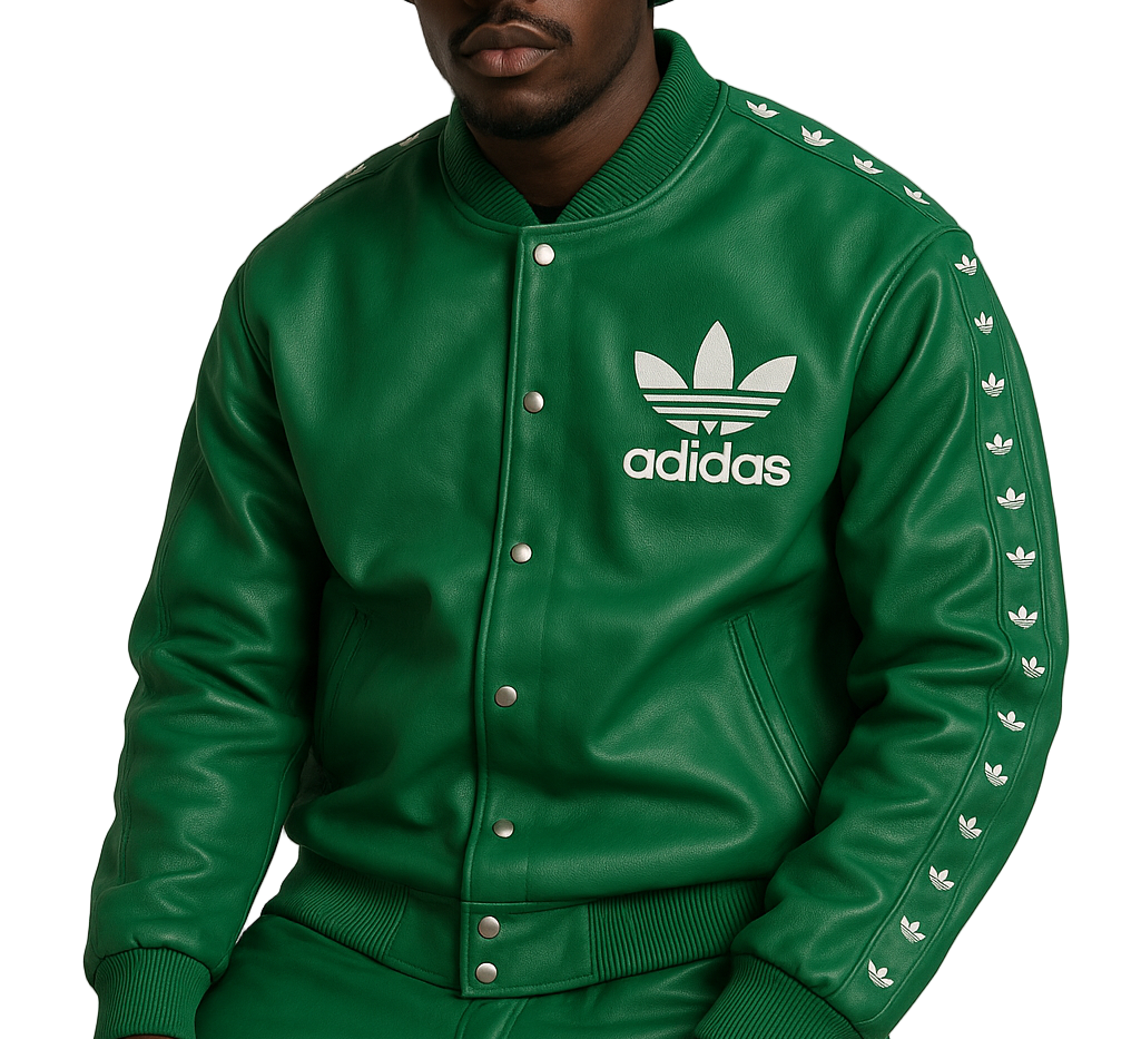 Custom-made Green Leather Adidas tracksuit