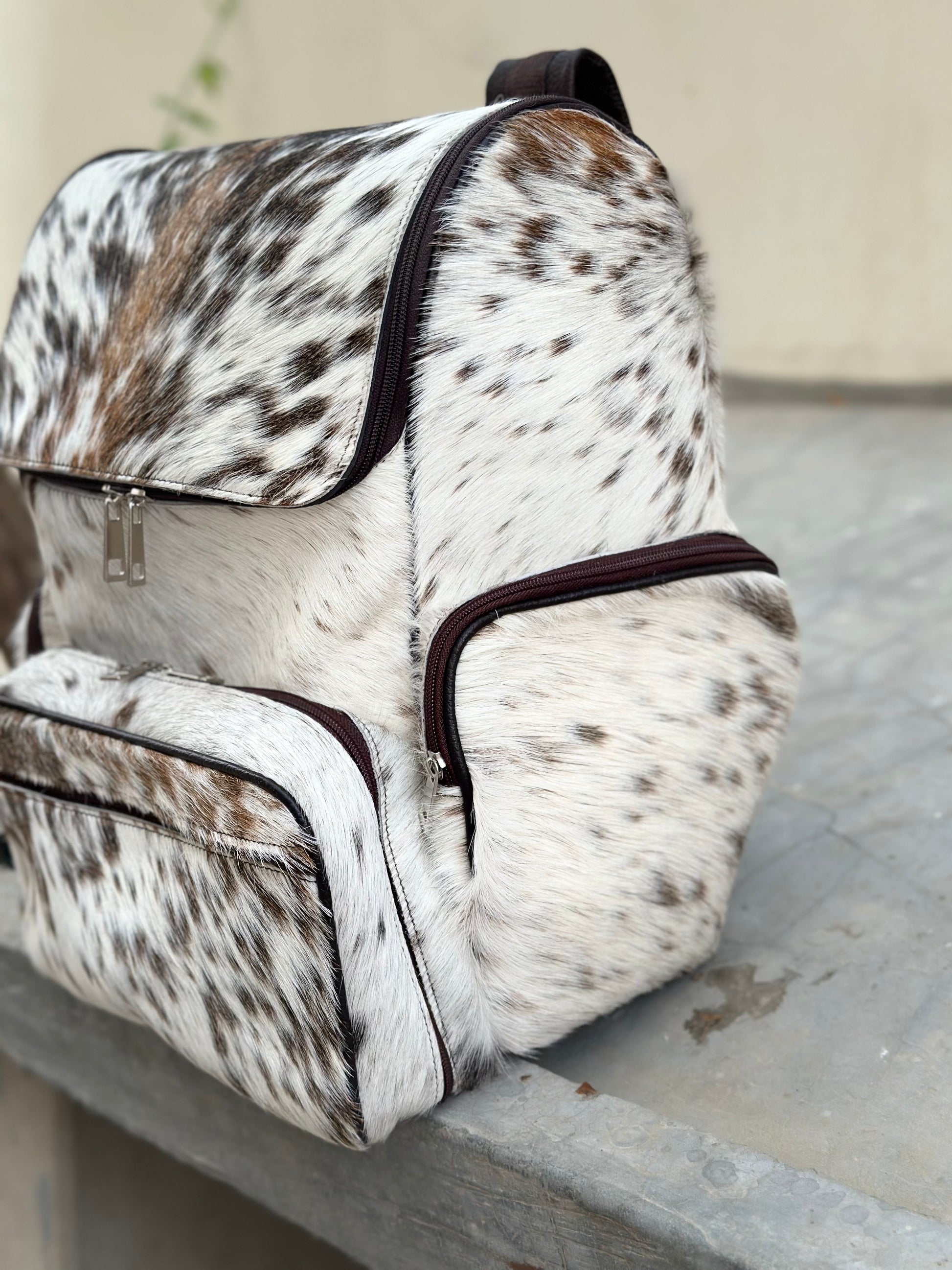 custom printed leather backpack Diaper Bag Backpack | Laptop Backpack | Cowhide Travel Bag