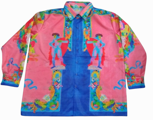 Men's designer inspired silk long shirt