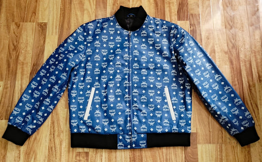 MCM Blue bomber leather jacket