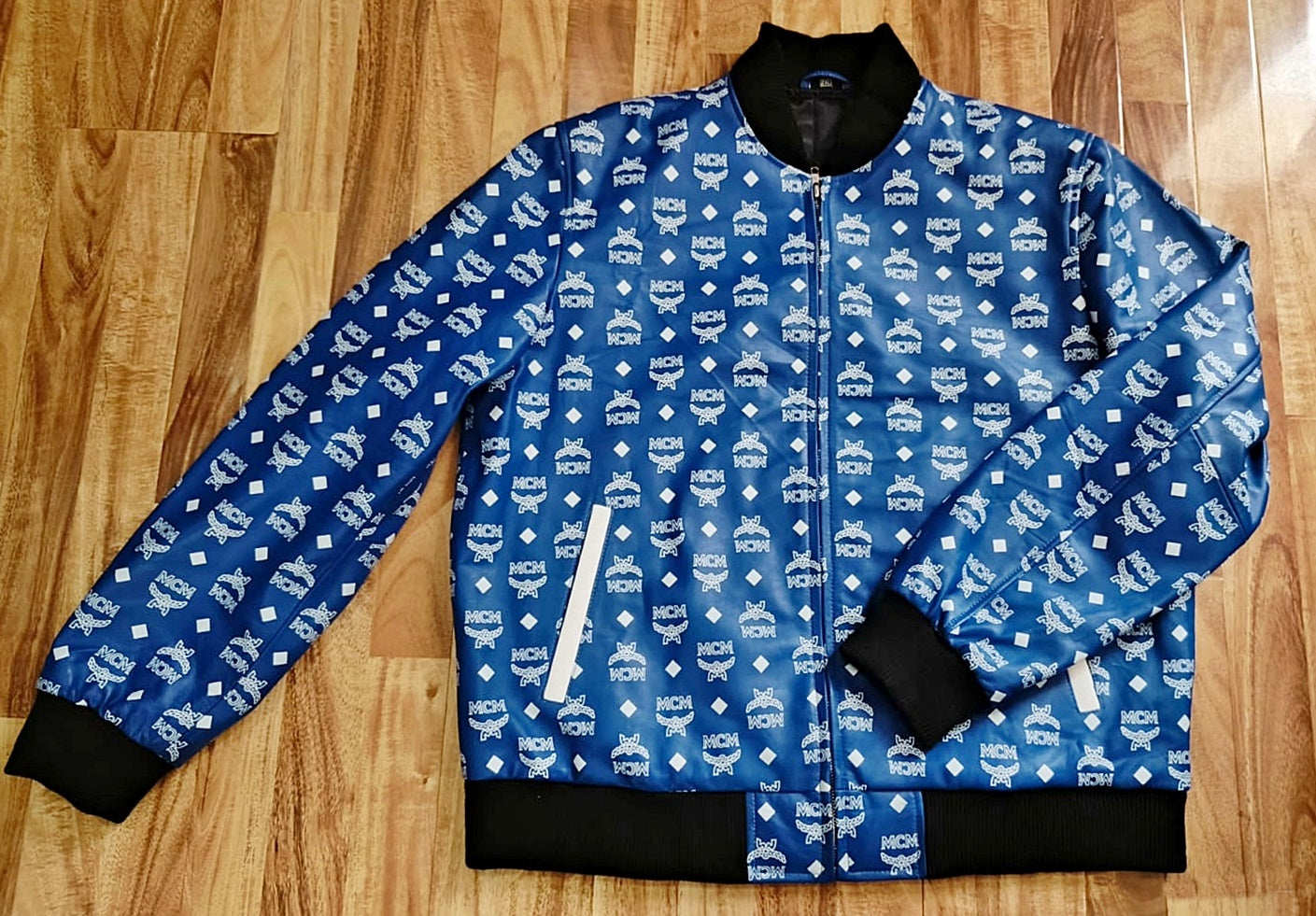 MCM Blue bomber leather jacket