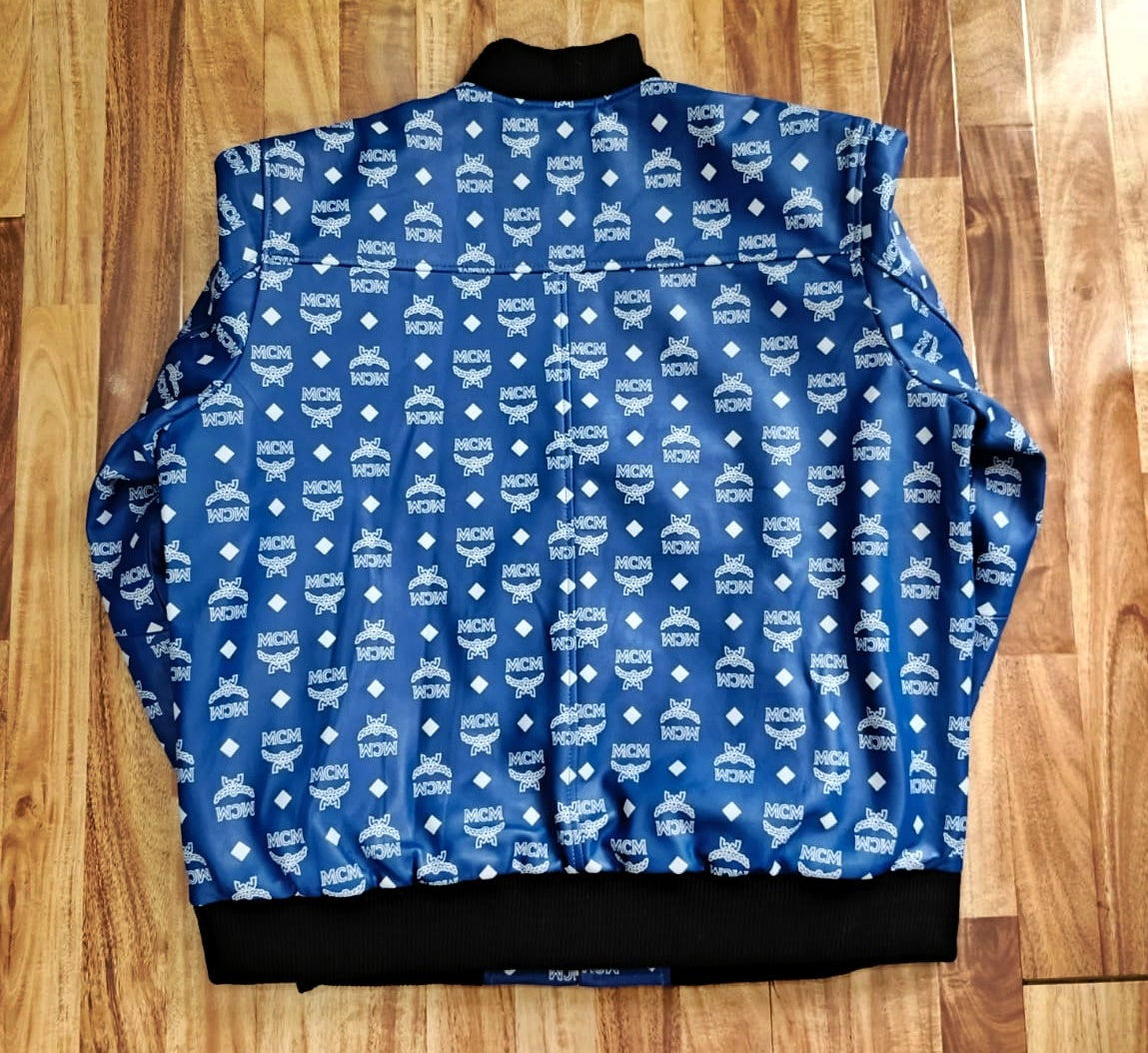 MCM Blue bomber leather jacket
