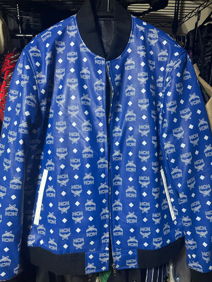 MCM Blue bomber leather jacket
