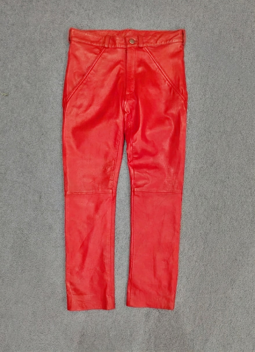 Kids' Red Leather Jacket & Pants Set