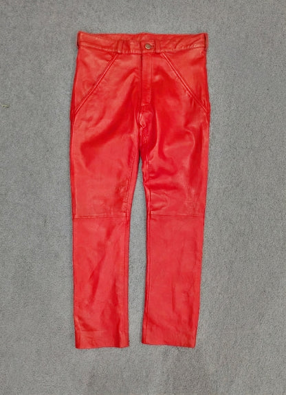 Kids' Red Leather Jacket & Pants Set