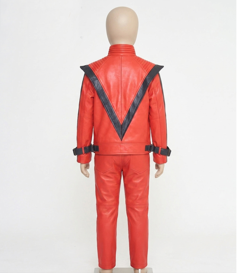 Kids' Red Leather Jacket & Pants Set