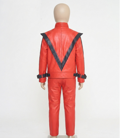Kids' Red Leather Jacket & Pants Set