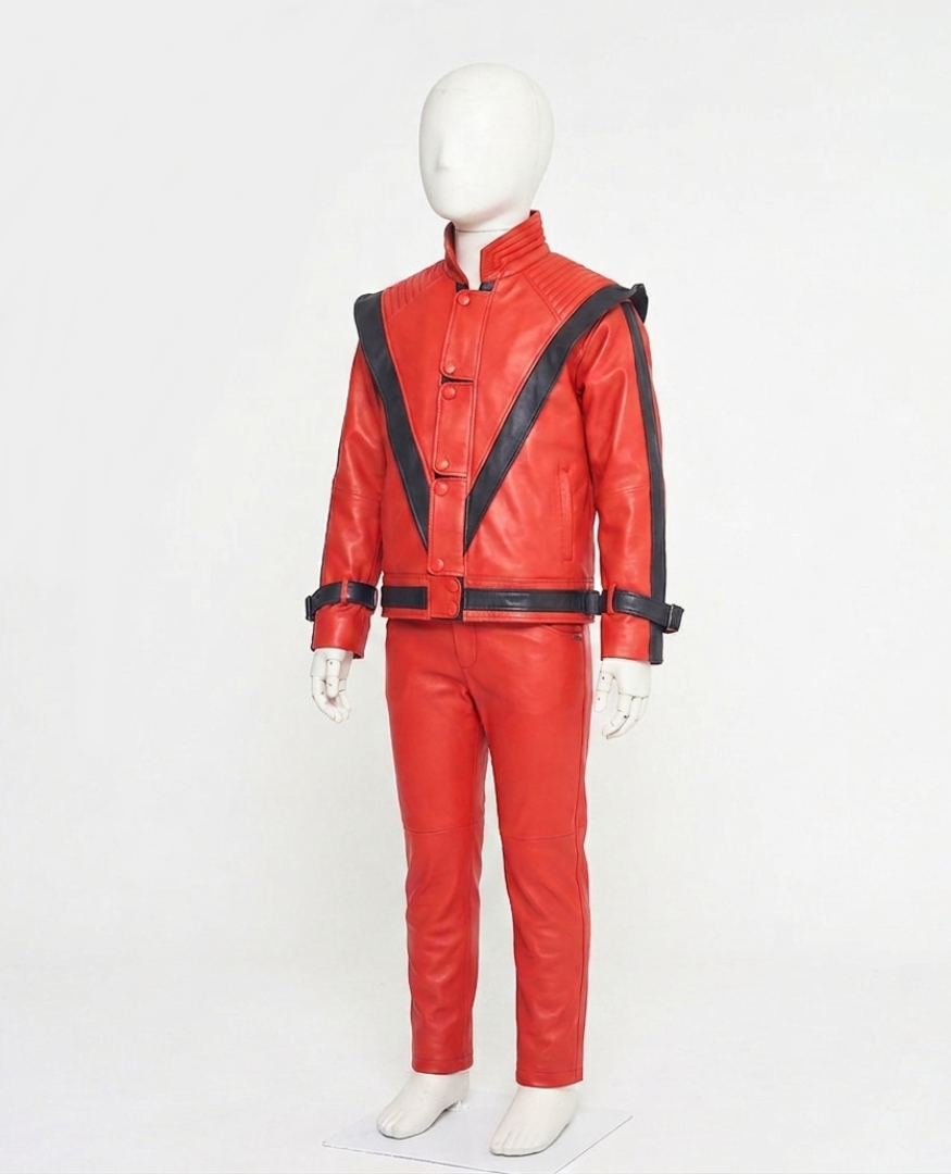 Kids' Red Leather Jacket & Pants Set