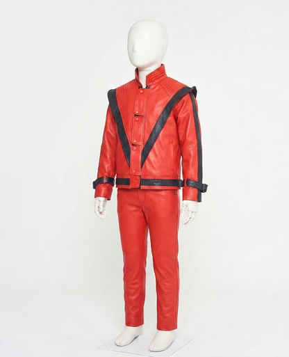 Kids' Red Leather Jacket & Pants Set