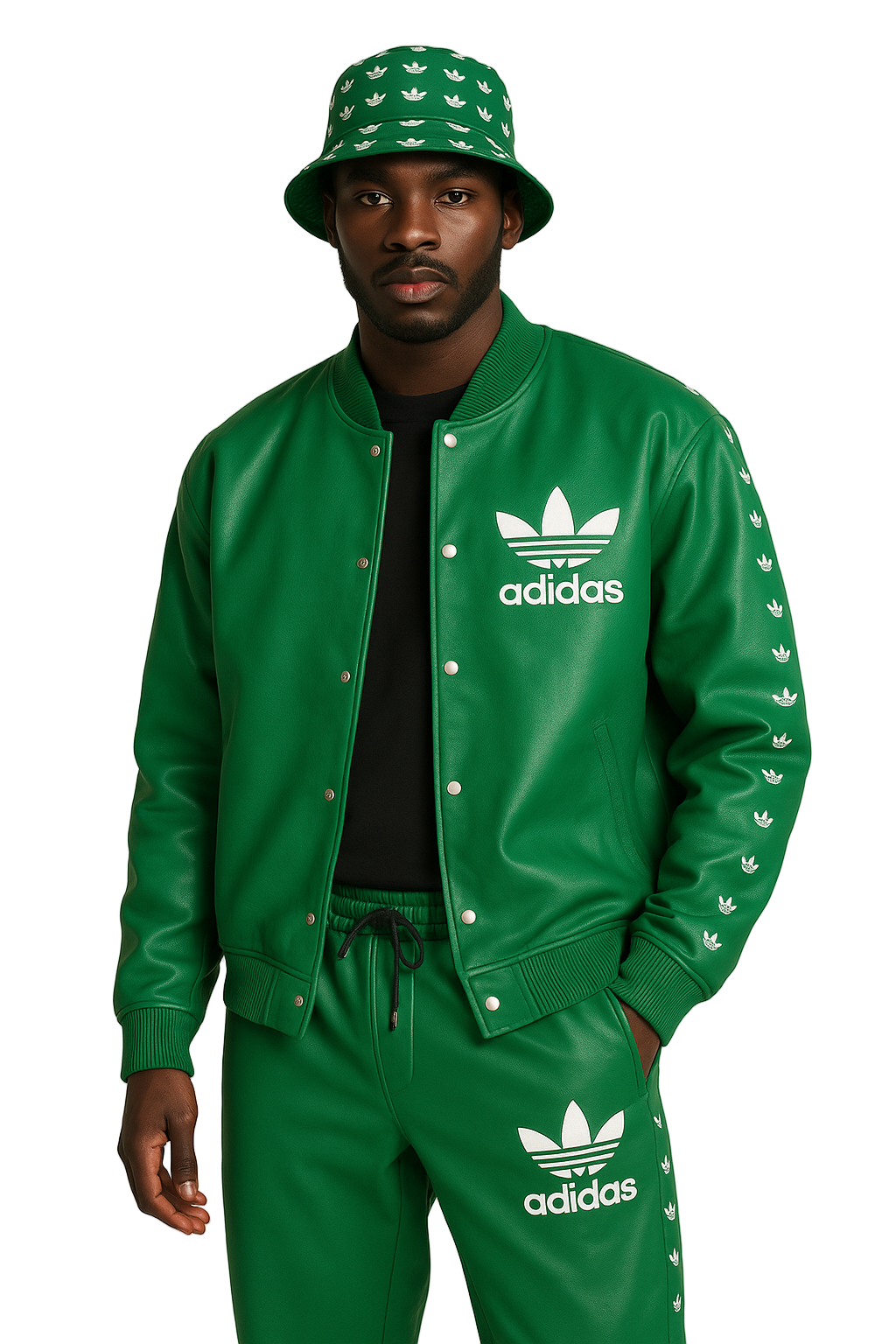 Custom-made Green Leather Adidas tracksuit