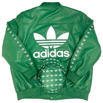 Custom-made Green Leather Adidas tracksuit