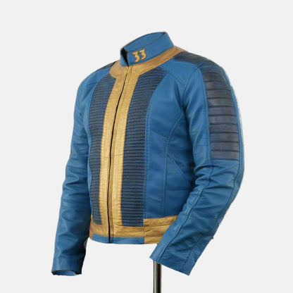 fallout jacket men fallout vault leather jacket mens cosplay jackets blue leather jacket men genuine leather jacket for men gift for him 
