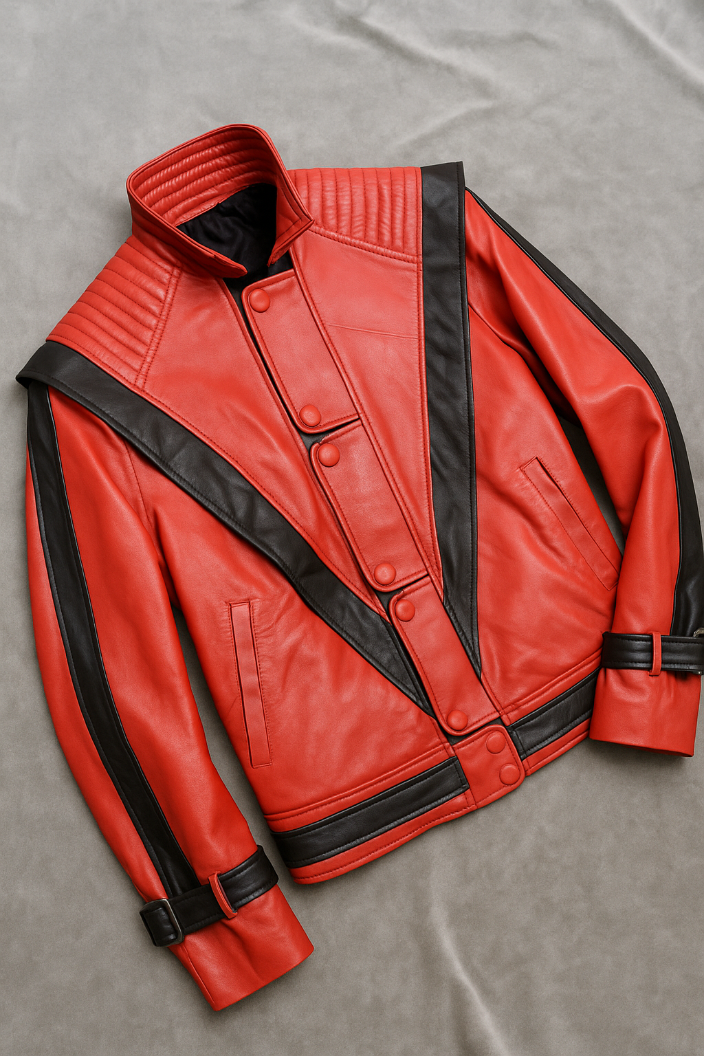 Handmade 80s-inspired Michael Jackson red leather jacket for men. 