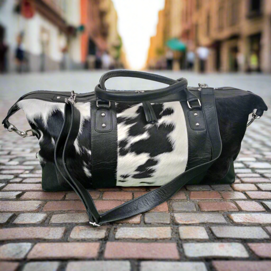 Panda Cowhide Leather Duffel