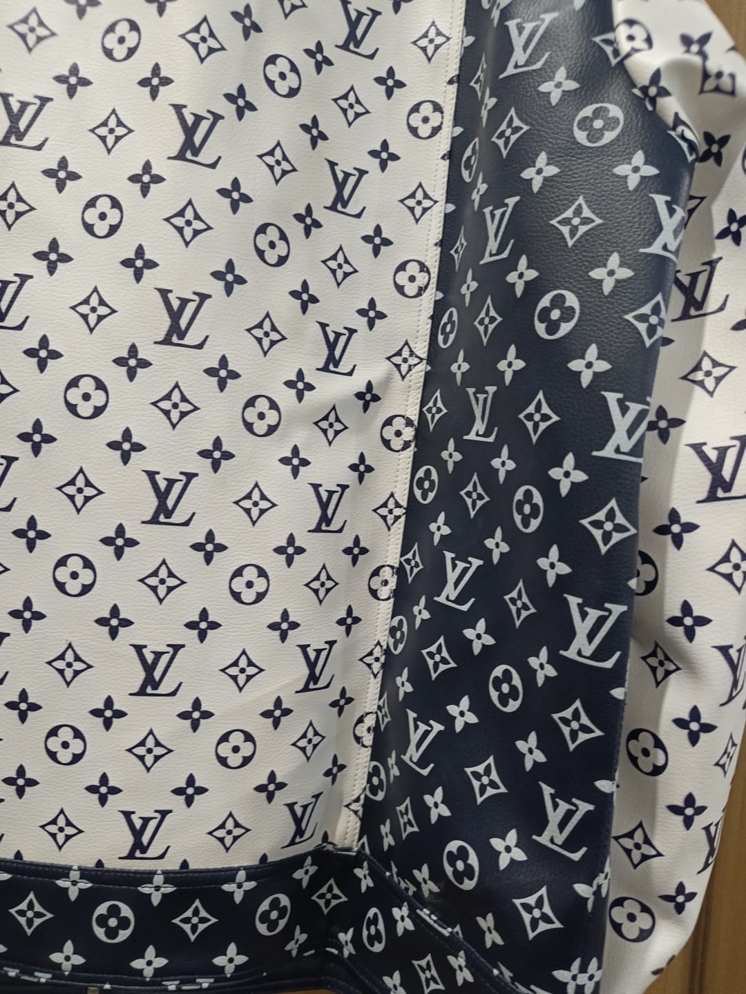 Blue n white Designer-inspired trucker style Leather jacket