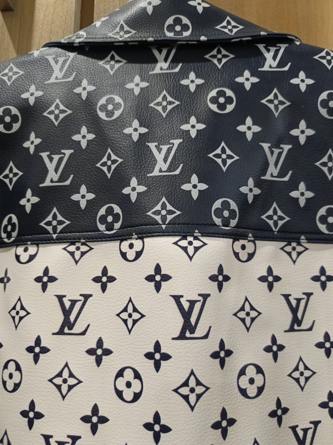 Blue n white Designer-inspired trucker style Leather jacket