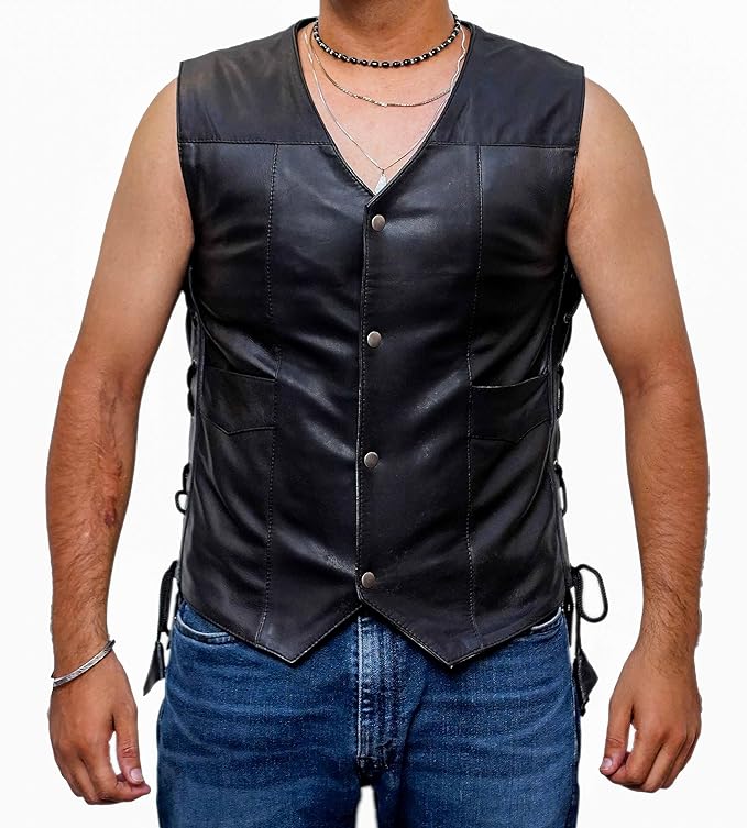 leather vest men black leather vest halloween costume mens cosplay jacket real leather jacket men biker leather jacket men mens leather vest 