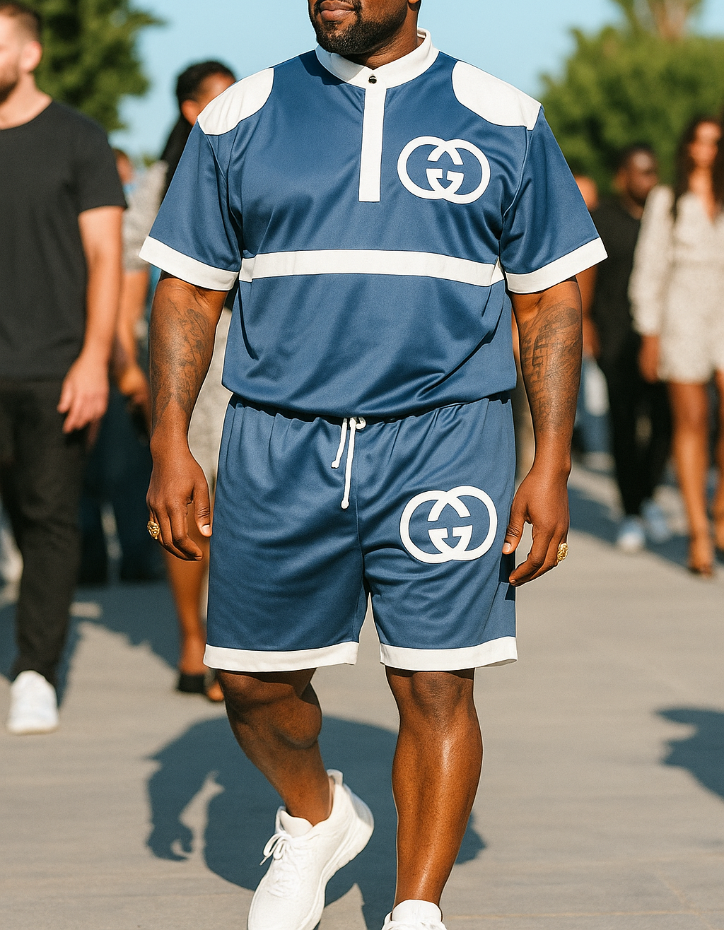 Men's Gucci Blue Velvet Shirt n Shorts