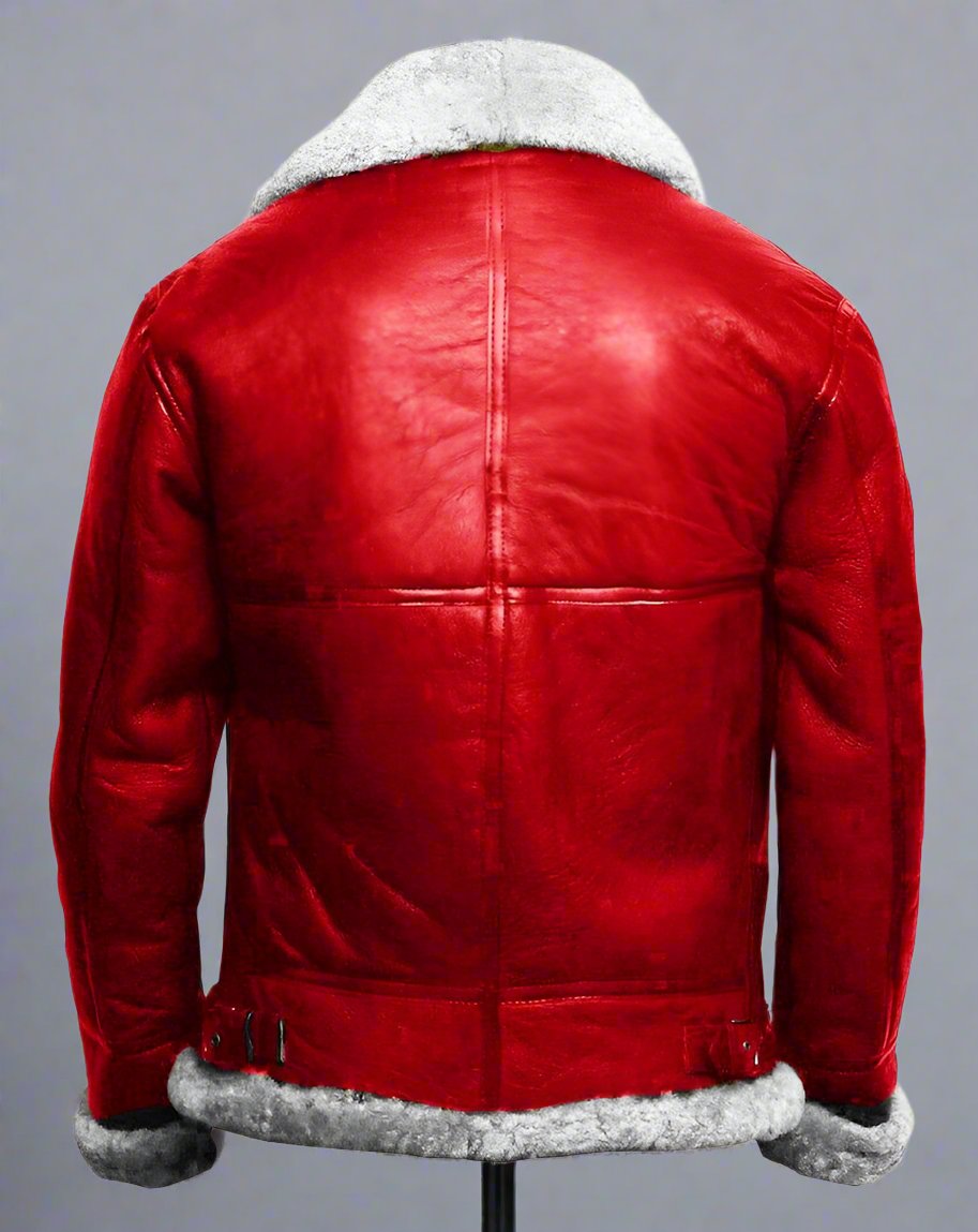 christmas jacket men red leather jacket men leather jacket with fur shearling jacket men mens real leather jacket chrstmas sale 