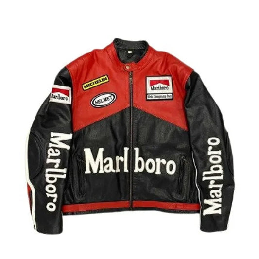 Marlboro leather jacket for men black biker leather jacket mens fashion 2023 winter jackets halloween jackets motorcycle leather jacket men gift for him designer jacket 