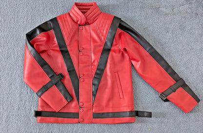 Kids' Red Leather Jacket & Pants Set
