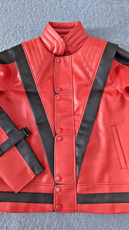 Kids' Red Leather Jacket & Pants Set