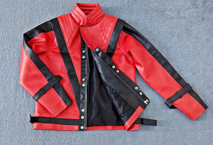 Kids' Red Leather Jacket & Pants Set