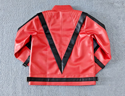 Kids' Red Leather Jacket & Pants Set