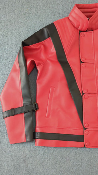 Kids' Red Leather Jacket & Pants Set