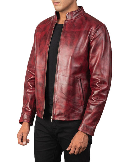 mens leather jacket disrtressed leather jackcet men motorcycle jacket for men burnt red jacket men genuine leather jacket men winter jacket men red leather jacket men