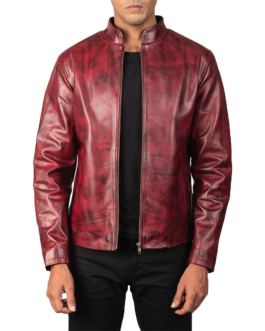 mens leather jacket disrtressed leather jackcet men motorcycle jacket for men burnt red jacket men genuine leather jacket men winter jacket men red leather jacket men 